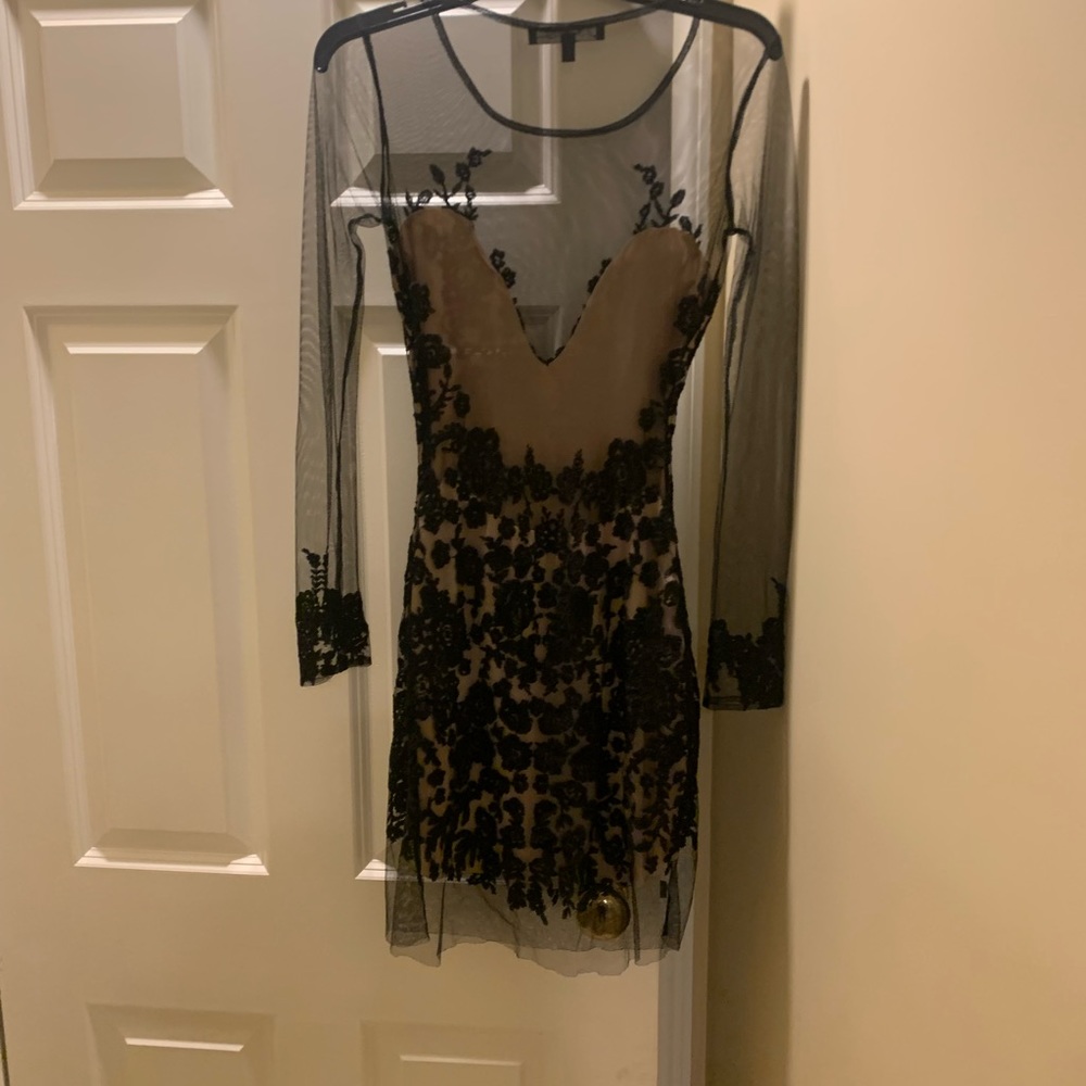 For Love & Lemons Black Floral Lace Overlay Mini Dress - Picture 5 of 8
